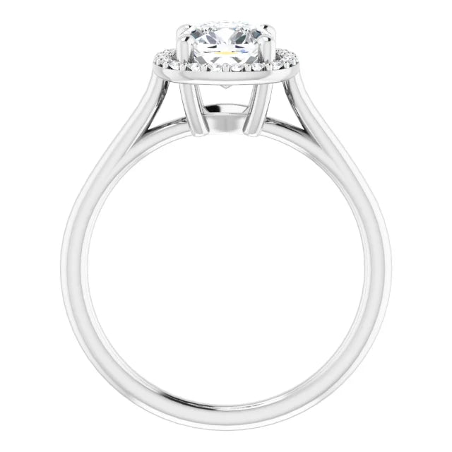 White Gold Cushion Engagement Ring with Halo