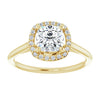 Yellow Gold Cushion Engagement Ring with Halo