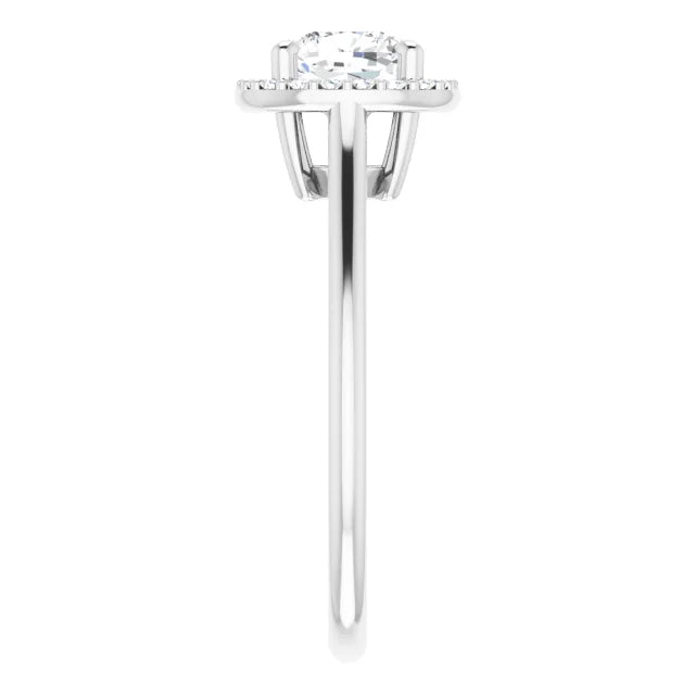 White Gold Cushion Engagement Ring with Halo