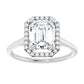 White Gold Emerald Engagement Ring with Halo