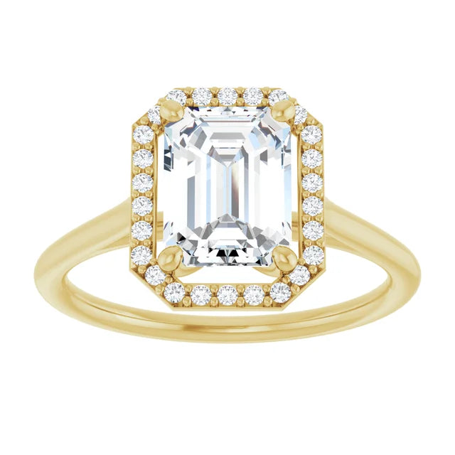 Emerald Engagement Ring with Halo