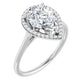 White Gold Pear Engagement Ring with Halo in 0.15 cttw