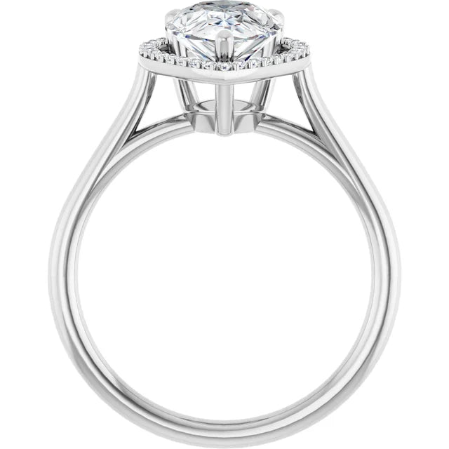 Pear Engagement Ring with Halo in White Gold