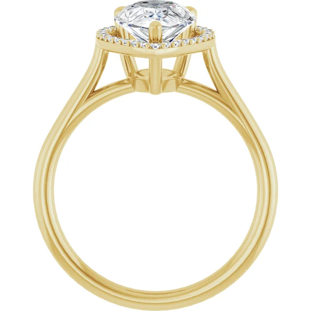 Pear Engagement Ring with Halo Style in Yellow