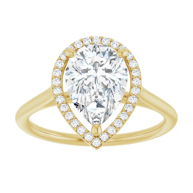 Yellow Gold Pear Engagement Ring with Halo