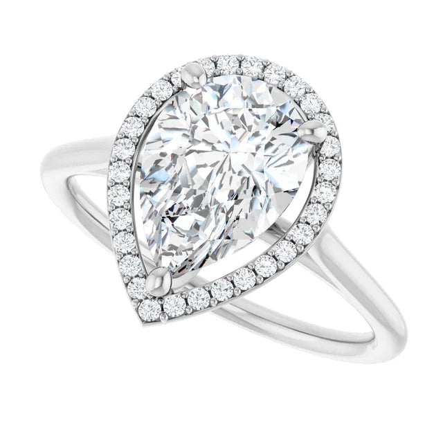 Elegant Pear Engagement Ring with Halo