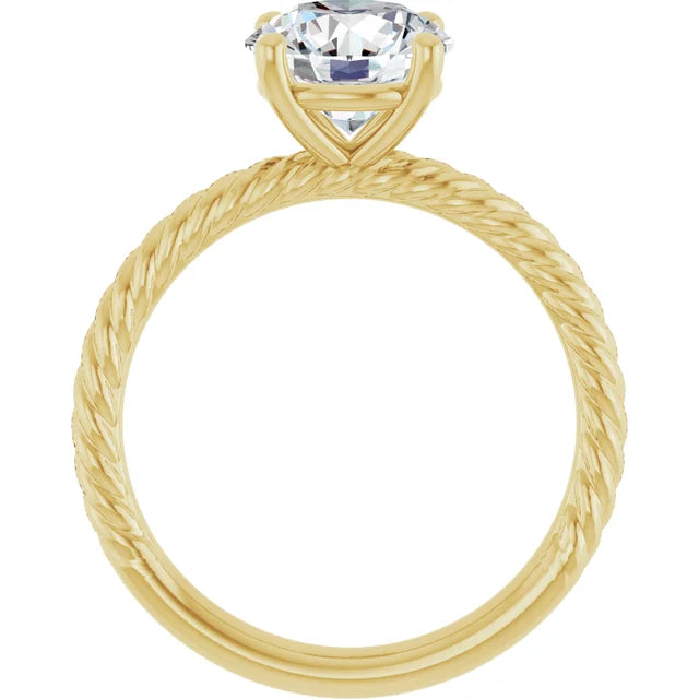 Polished Yellow Gold Round Solitaire Engagement Ring