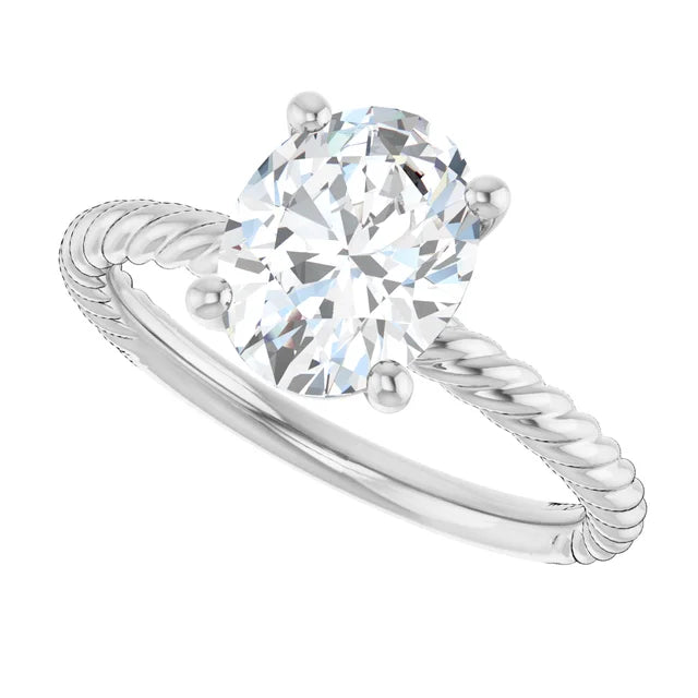 Refined White Gold Oval Solitaire Engagement Ring