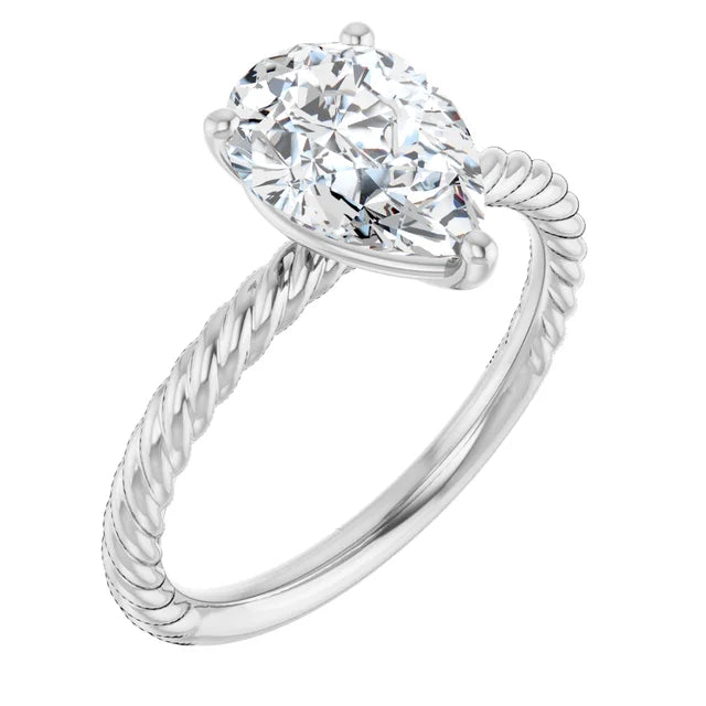 White Gold Pear Solitaire Engagement Ring