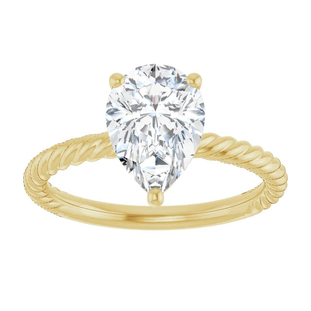 Yellow Gold Pear Solitaire Engagement Ring