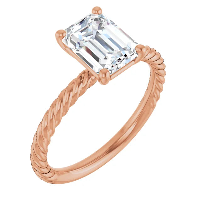 Rose Gold Emerald Solitaire Engagement Ring