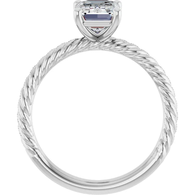 White Gold Emerald Solitaire Engagement Ring