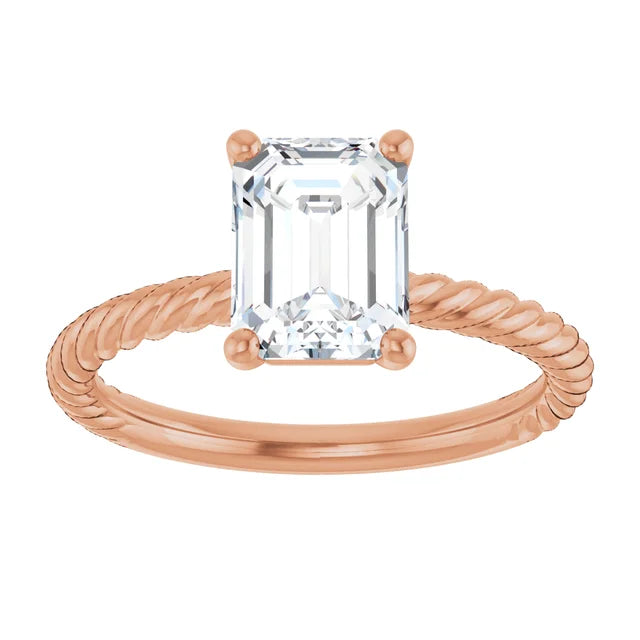 Rose Gold 2.15 mm Emerald Solitaire Engagement Ring