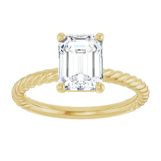 Yellow Gold 2.15 mm Emerald Solitaire Engagement Ring