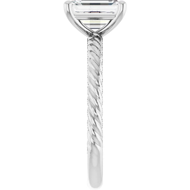 White Gold Emerald Solitaire Engagement Ring in 2.15 mm 