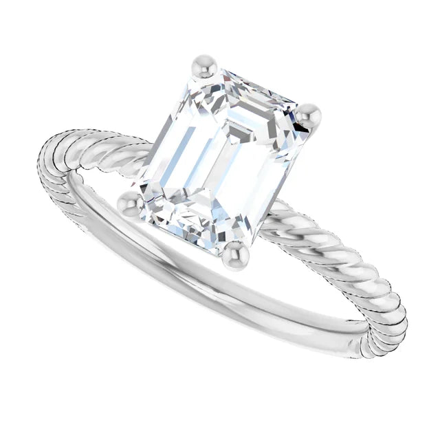 2.15 mm emerald solitaire engagement ring with a twisted band