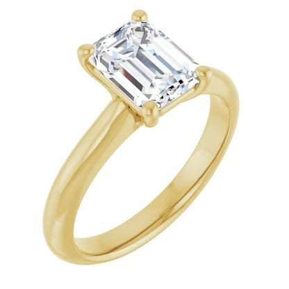 Yellow Gold Emerald Solitaire Engagement Ring