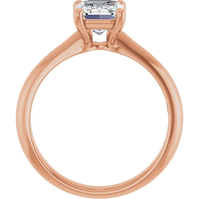 Emerald Solitaire Engagement Ring rose gold side angle