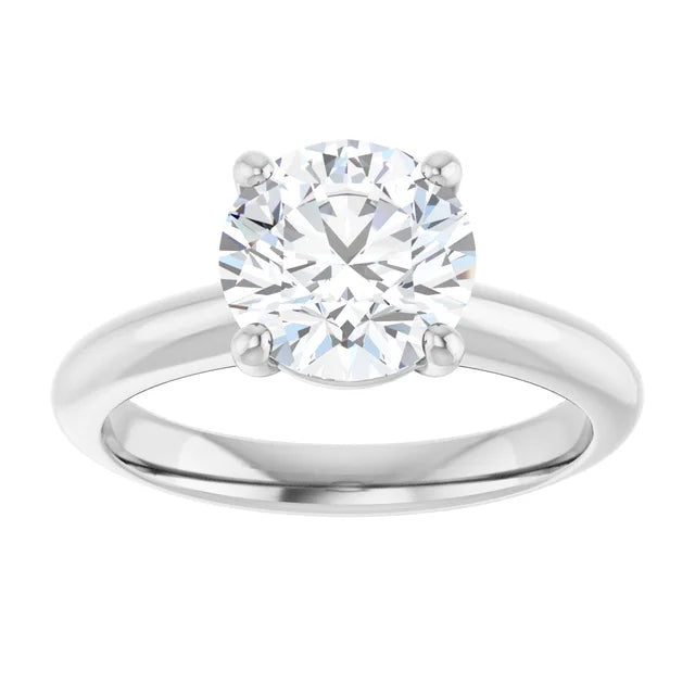 Round solitaire engagement ring in white gold