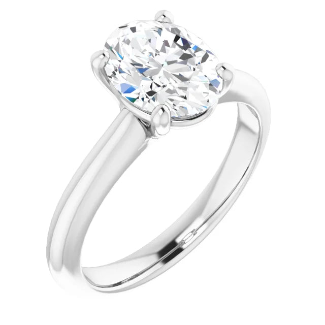 White Gold Oval Solitaire Engagement Ring