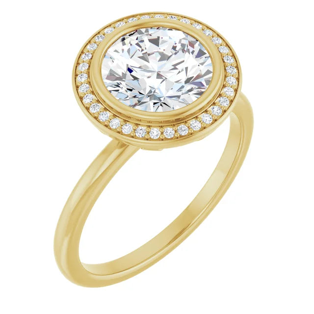 Yellow Gold Round Engagement Ring With Halo