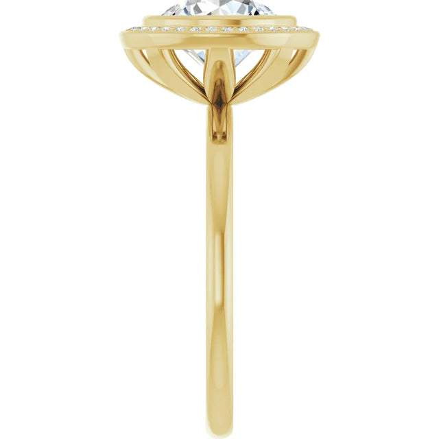 Yellow Gold Round Engagement Ring With Halo