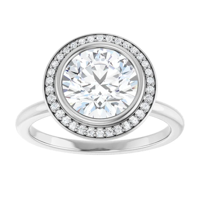 White Gold Round Engagement Ring With Halo
