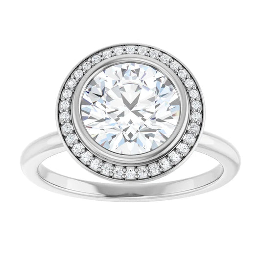 White Gold Round Engagement Ring With Halo