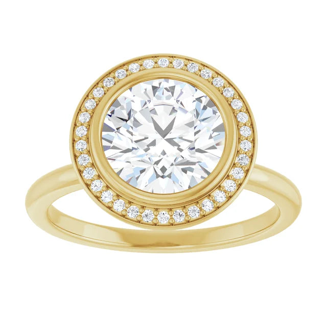 Yellow Gold Round Engagement Ring With Halo
