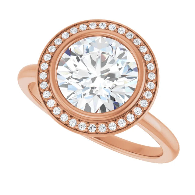Rose Gold Round Engagement Ring With Halo