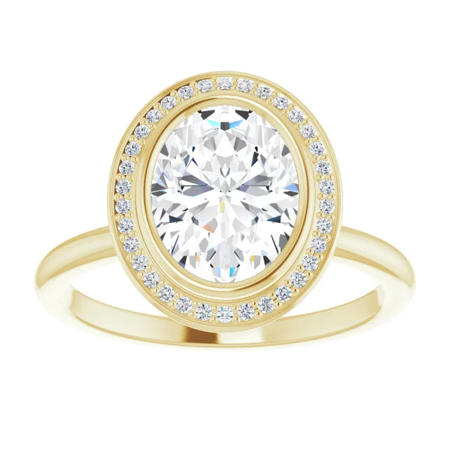 Yellow Gold Oval Engagement Ring With Halo in 1.70 mm 