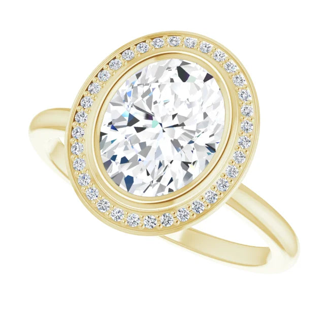 Lustrous Yellow Gold Oval Engagement Ring With Halo