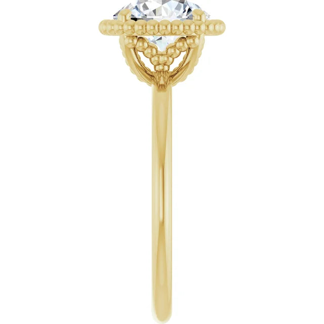 Yellow Gold Round Shaped Solitaire Engagement Ring
