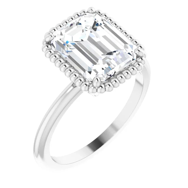 Sparkling White Gold Emerald Cut Solitaire Engagement Ring