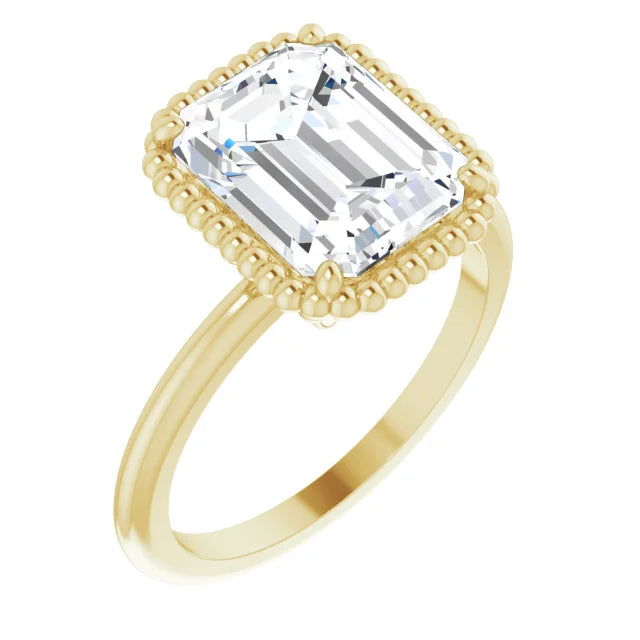 Stunning Yellow Gold Emerald Cut Solitaire Engagement Ring