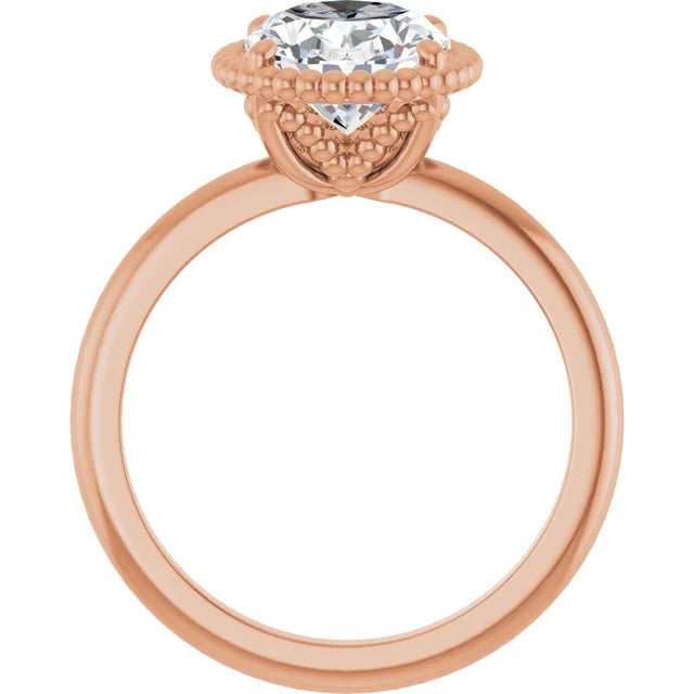 Flawless Rose Gold Oval Shaped Solitaire Engagement Ring