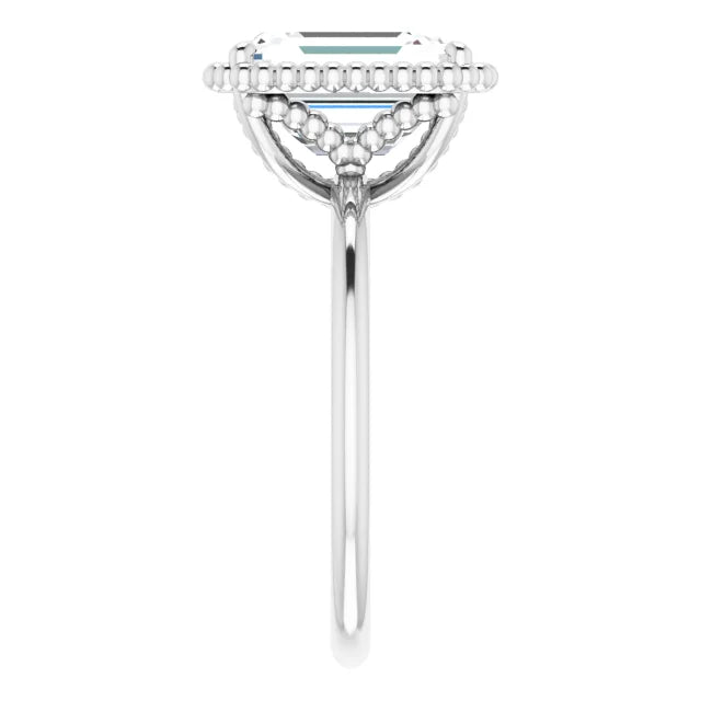 Radiant White Gold Emerald Cut Solitaire Engagement Ring