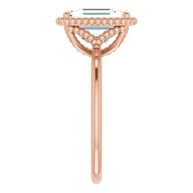 Breathtaking Rose Gold Emerald Cut Solitaire Engagement Ring