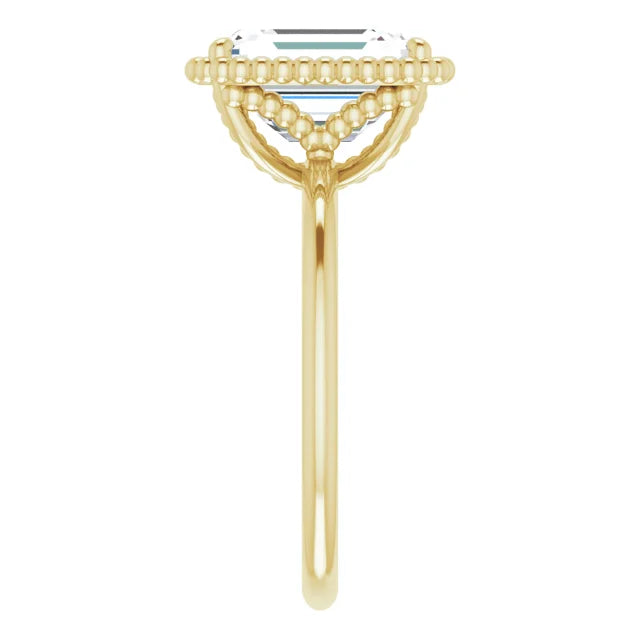 Exquisite Yellow Gold Emerald Cut Solitaire Engagement Ring