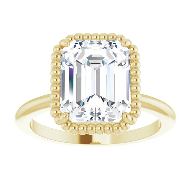 Yellow Gold Emerald Cut Solitaire Engagement Ring