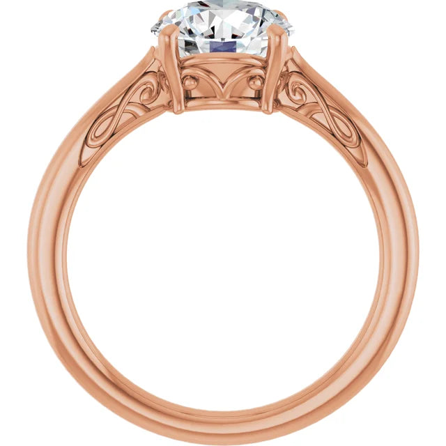 Vintage inspired oval solitaire engagement ring