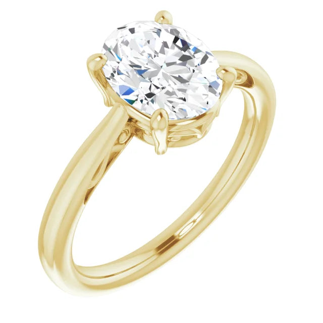 Oval Solitaire Engagement Ring in Yellow Gold, 2.20 mm 