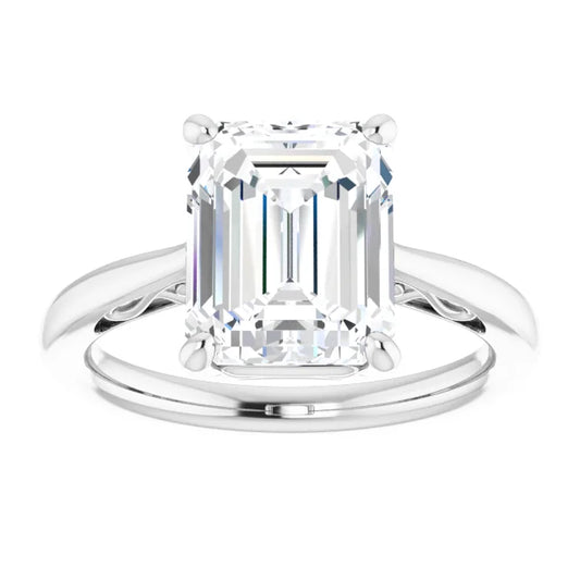 White Gold Emerald Cut Solitaire Engagement Ring