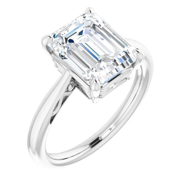 Radiant White Gold Emerald Cut Solitaire Engagement Ring