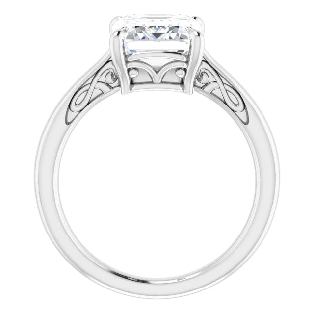 White Gold Emerald Cut Solitaire Engagement Ring