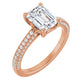 Emerald engagement ring in 2.00 mm with pave diamonds, rose gold