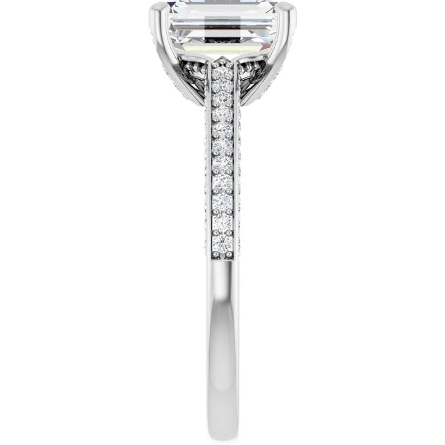 Emerald engagement ring in 2.00 mm with diamonds, white gold