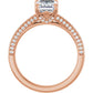 Emerald engagement ring in 2.00 mm with sleek diamond band, rose gold