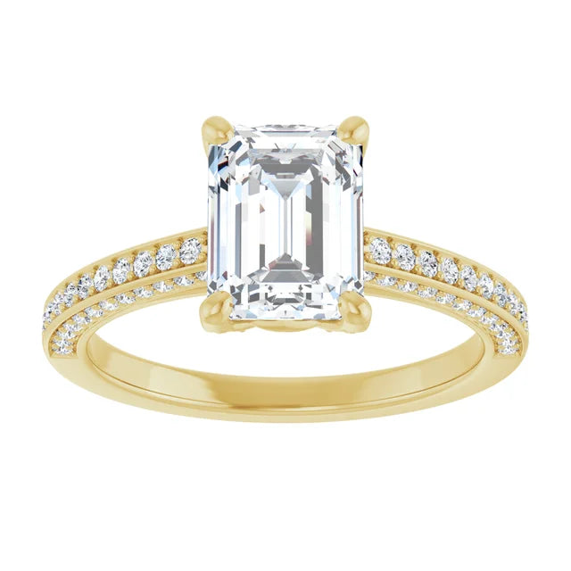 Yellow Gold Emerald Engagement Ring in 2.00 mm