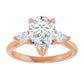 Rose Gold Pear Three Stones Engagement Ring
